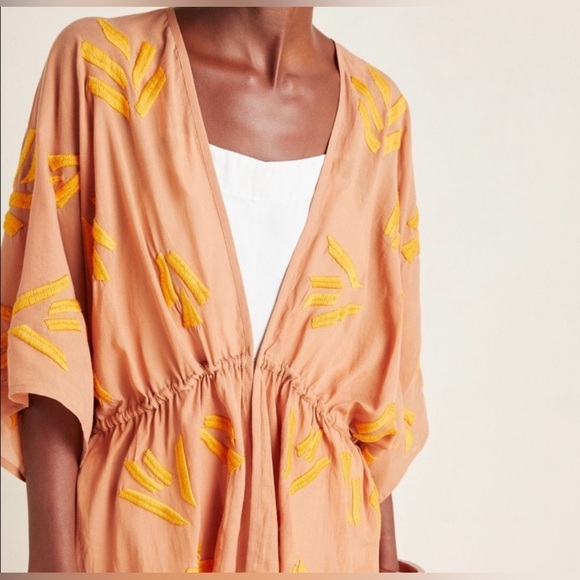 Maeve by Anthropologie Oversized Boho Adriene Embroidered Kimono Top SIZE XS/S - Picture 2 of 10